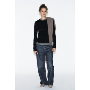 Zara Black Knit Long-Sleeve Sweater • Lightweight Casual Top • Size L